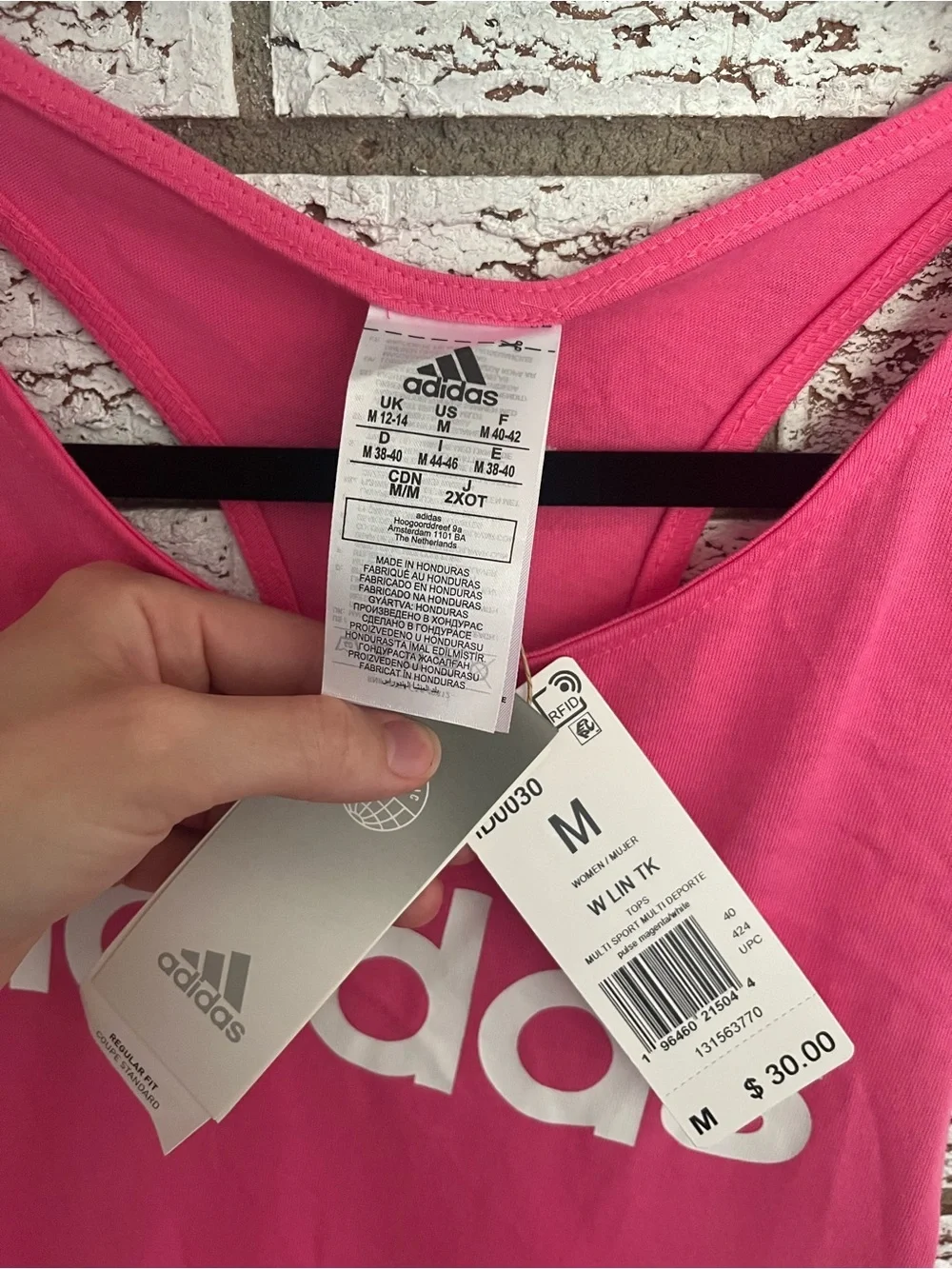 adidas Bright Pink Logo Tank Top workout gym wear - Picture 3 of 6